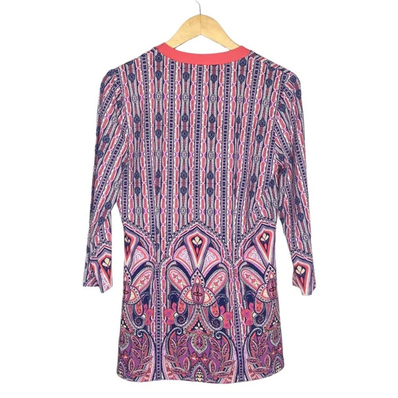 J. McLaughlin Navy Purple Mayan Paisley Catalina Cloth Boca Tunic Top Size Small - Picture 9 of 11